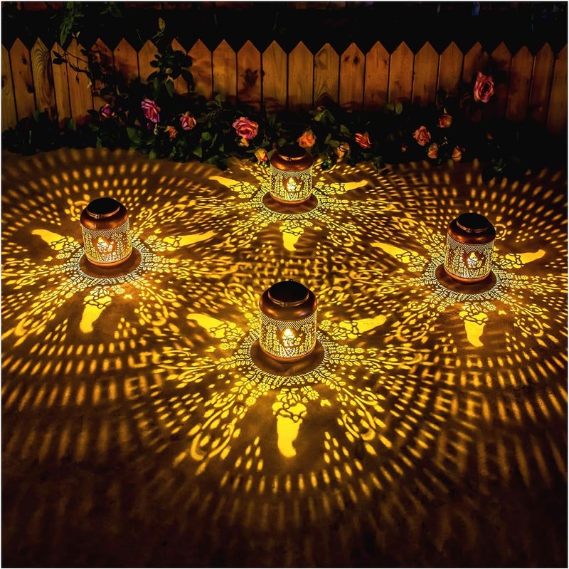 EZTZEN 2 Pack Gnomes Solar Lanterns Outdoor Waterproof Hanging Solar Lights Gnomes Gifts for Women Men Mom Metal Decorative LED Outdoor Lanterns for Patio, Lawn, Landscape, Garden Decor, Yard Decorations - Image 3